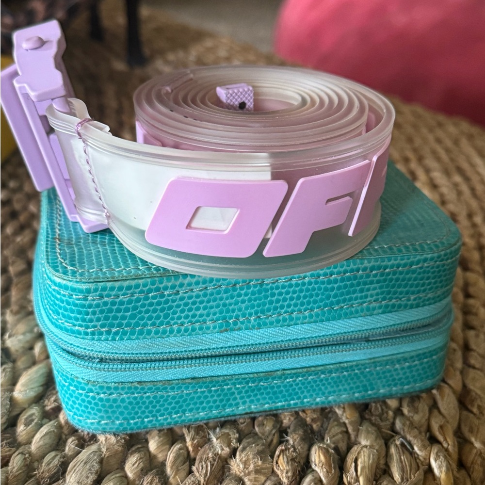 NWOT Authentic Off White by Virgil Abloh Industrial Rubber belt O/S Pink.